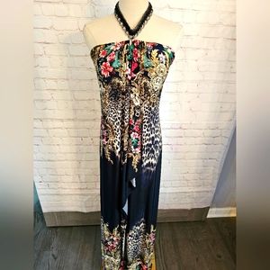 S Twelve Floral & Animal Print Maxi Dress | Navy | Small | NWOT